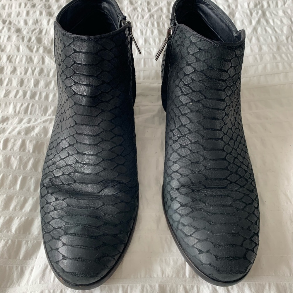Sam Edelman black snakeskin leather ankle boots